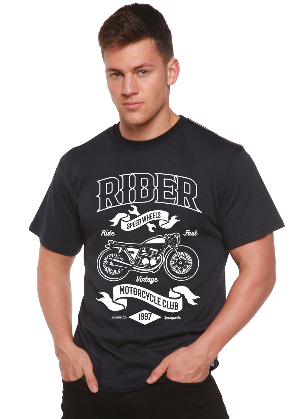 T-shirt graphique Rider Spun Bamboo® à manches courtes en viscose de bambou/coton biologique pour homme
