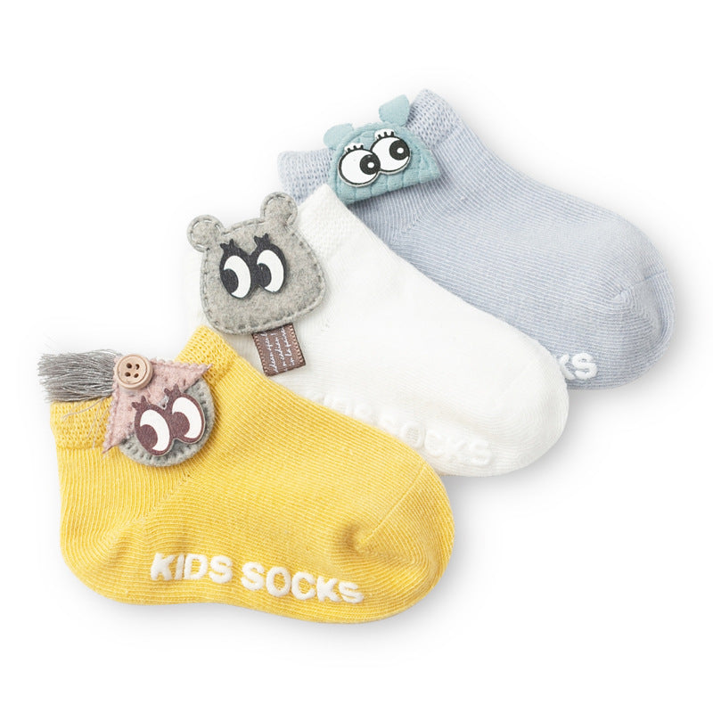 Lot de 3 paires de chaussettes antidérapantes en coton pour nouveau-nés et bébés filles, chaussettes avec nœud papillon et fleur pour bébés et enfants de 0 à 24 mois