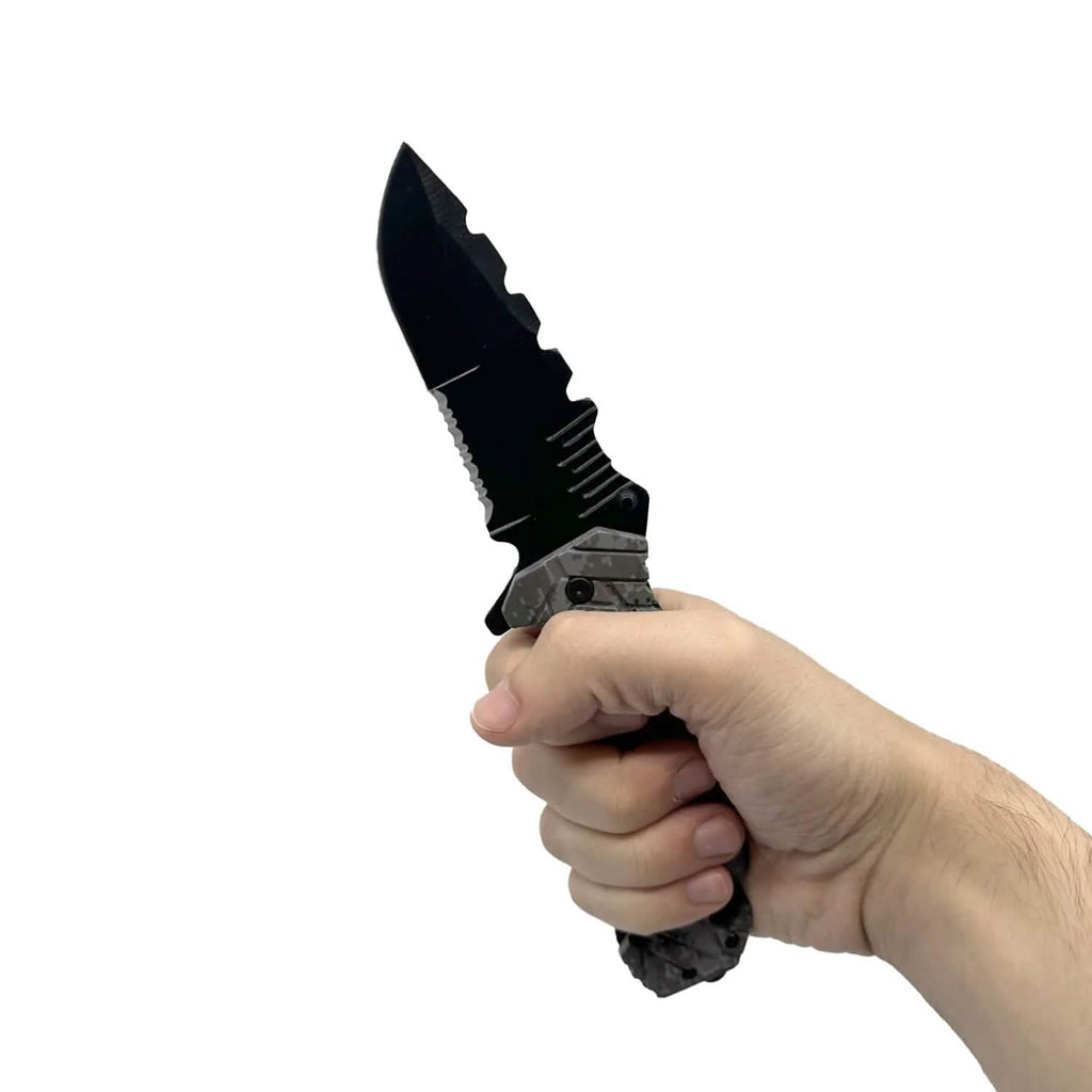 Lot de 2 : Couteau de 12,7 cm à ouverture assistée avec manche en fibre de nylon camouflage