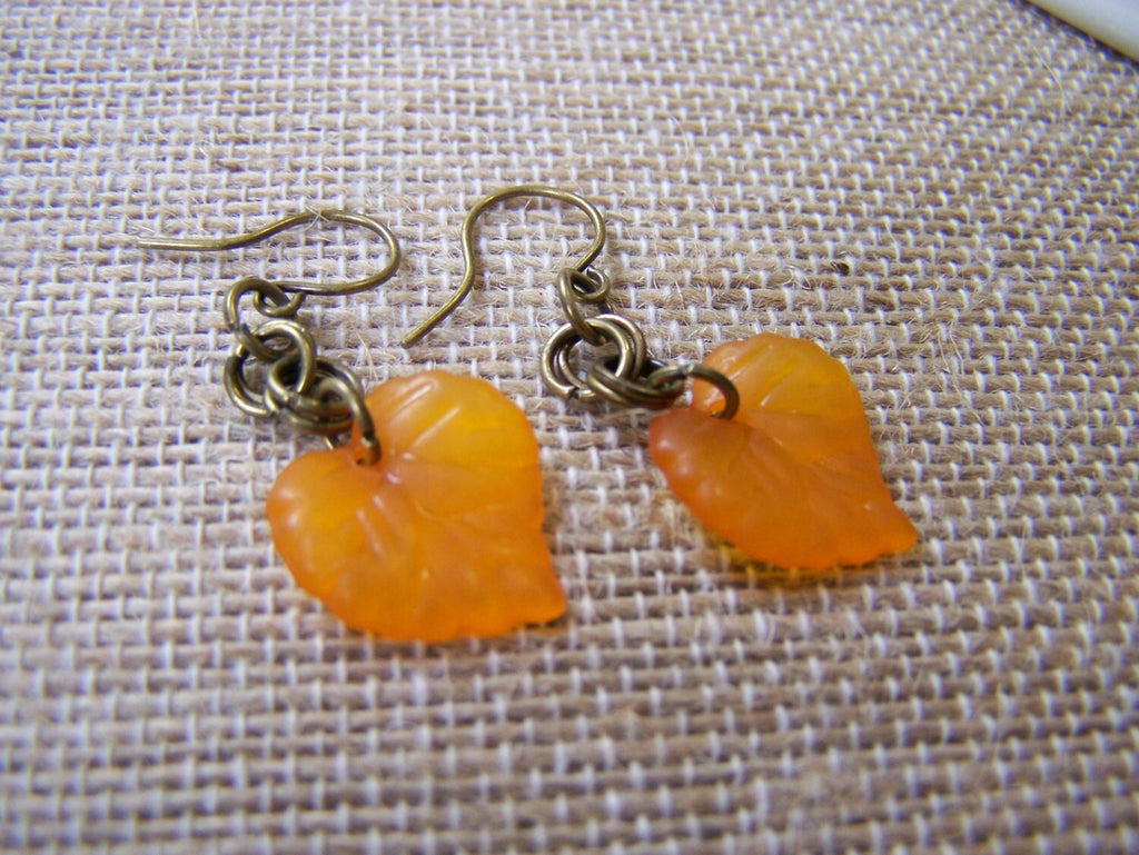 Boucles d'oreilles pendantes Feuille d'Oranger – Breloques en acrylique et laiton vieilli, 3,8 cm