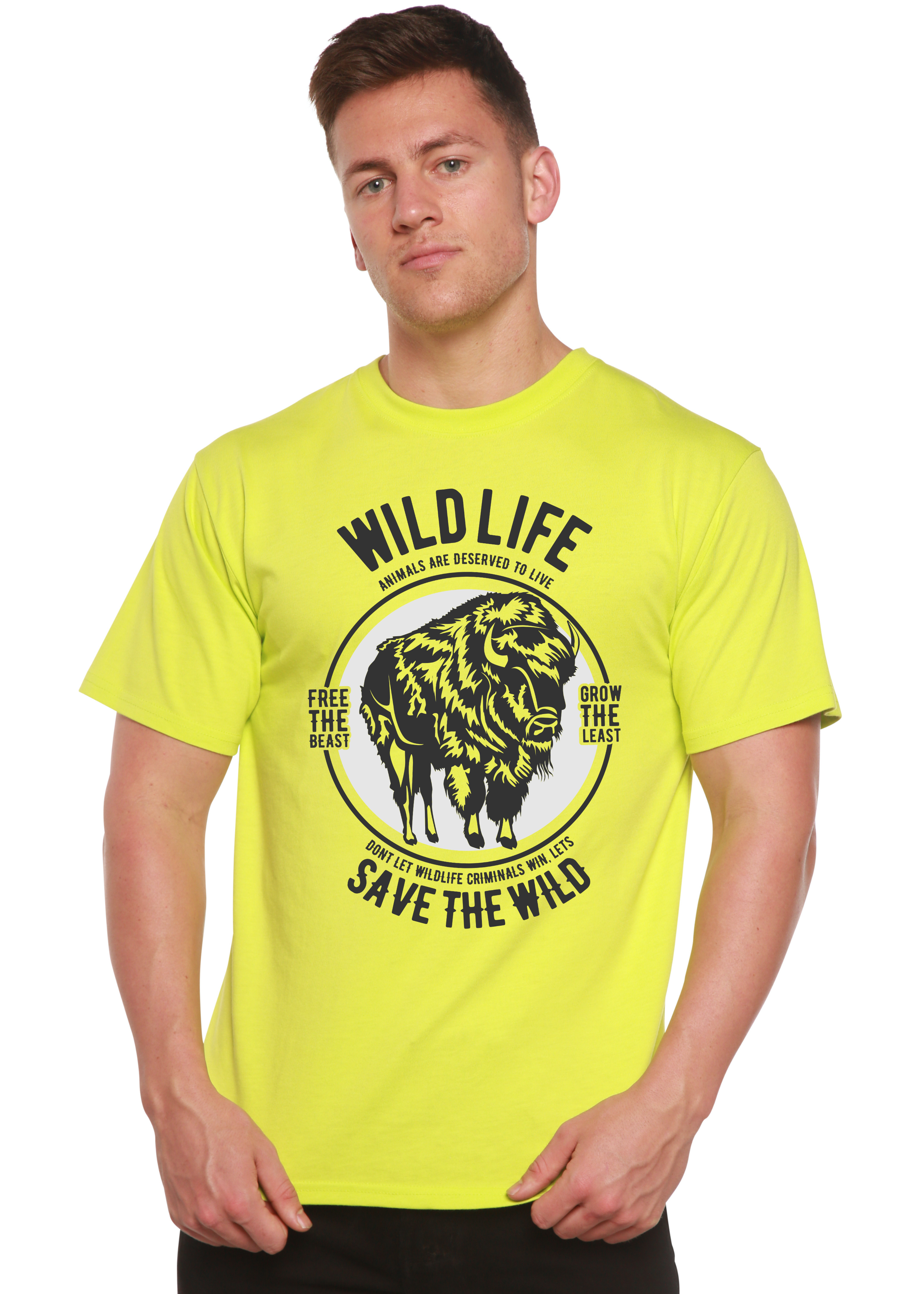 T-shirt à manches courtes à motif en viscose de bambou/coton biologique Wild Life Spun Bamboo® pour homme