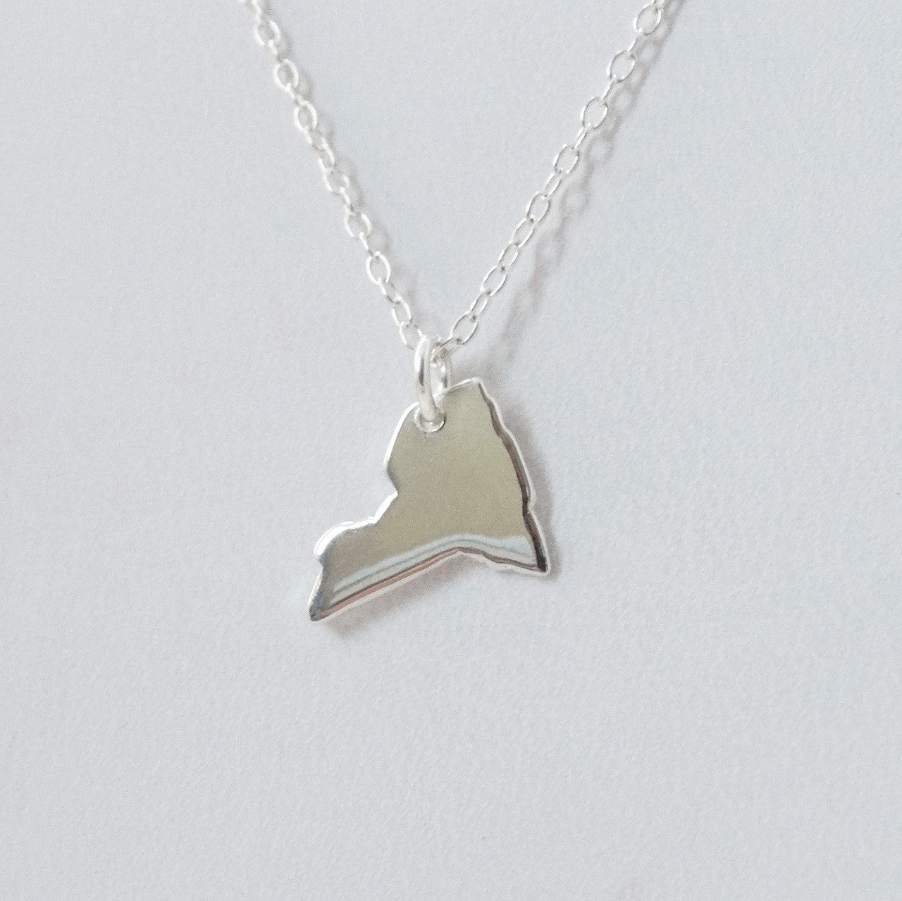 Tiny New York State Necklace – Sterling Silver NY Charm on 16" Chain
