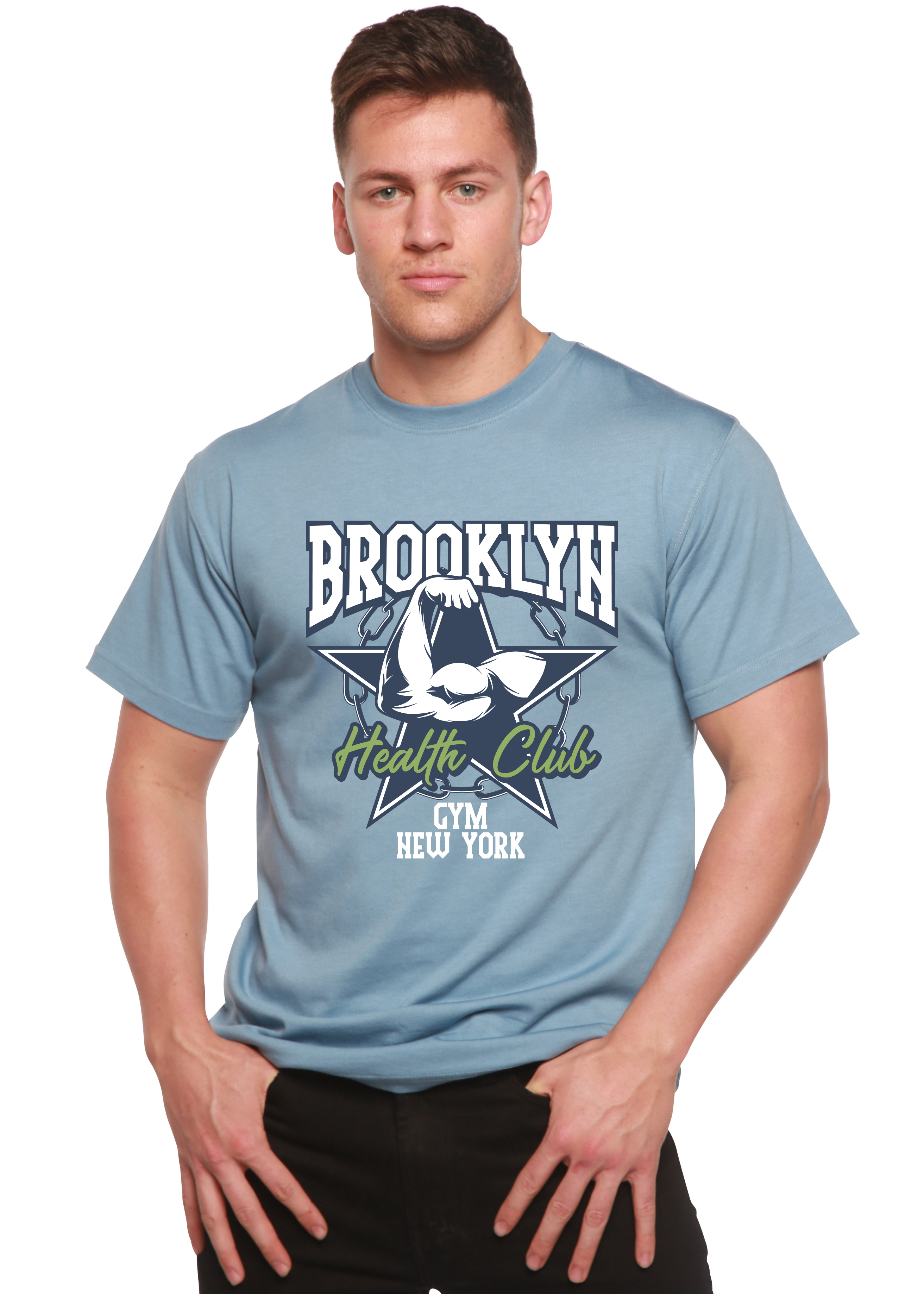 T-shirt graphique à manches courtes en viscose de bambou/coton biologique pour homme Brooklyn Health Club