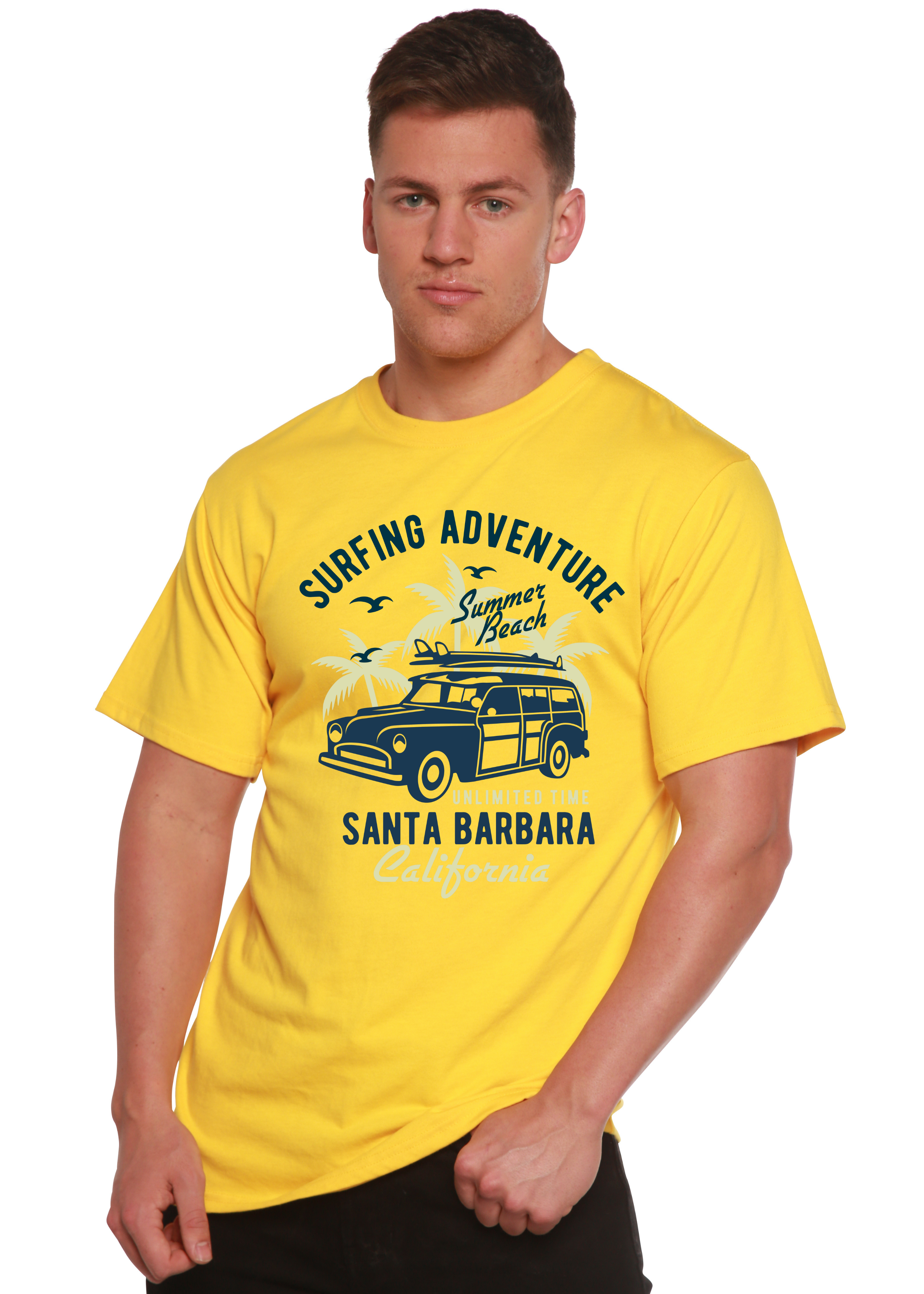 T-shirt graphique à manches courtes pour homme en viscose de bambou/coton biologique Surfing Adventure Spun Bamboo®