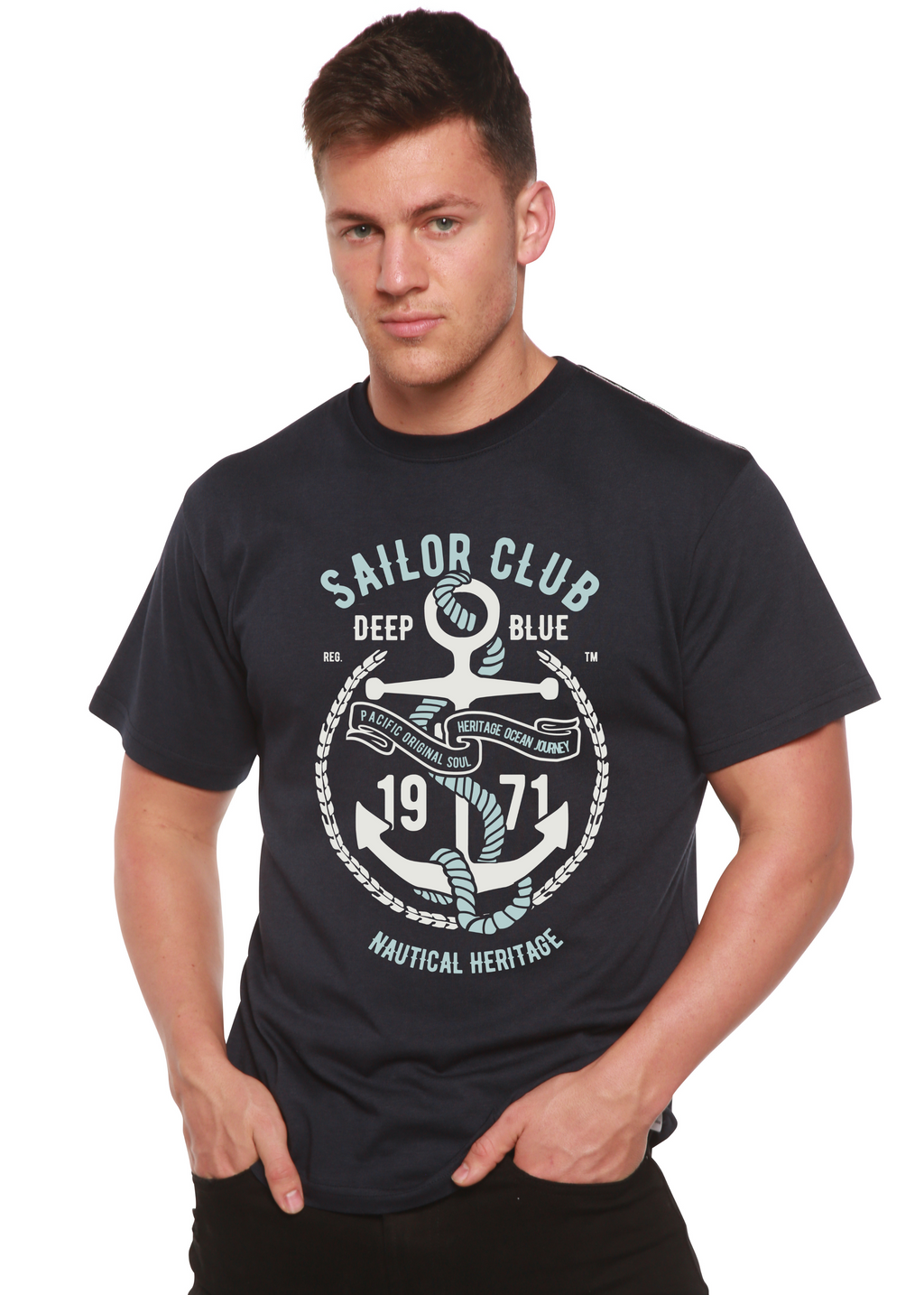 T-shirt graphique à manches courtes en viscose de bambou/coton bio Spun Bamboo® Sailor Club pour homme