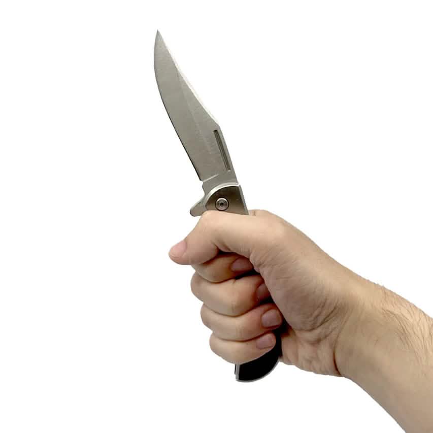 Lot de 2 : Couteau à ouverture assistée 9,5 cm avec lame drop point