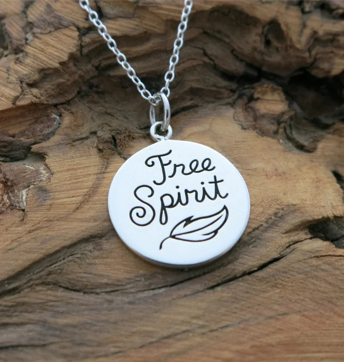 Collier Esprit Libre – Collier à breloque citation en argent sterling, cadeau inspirant