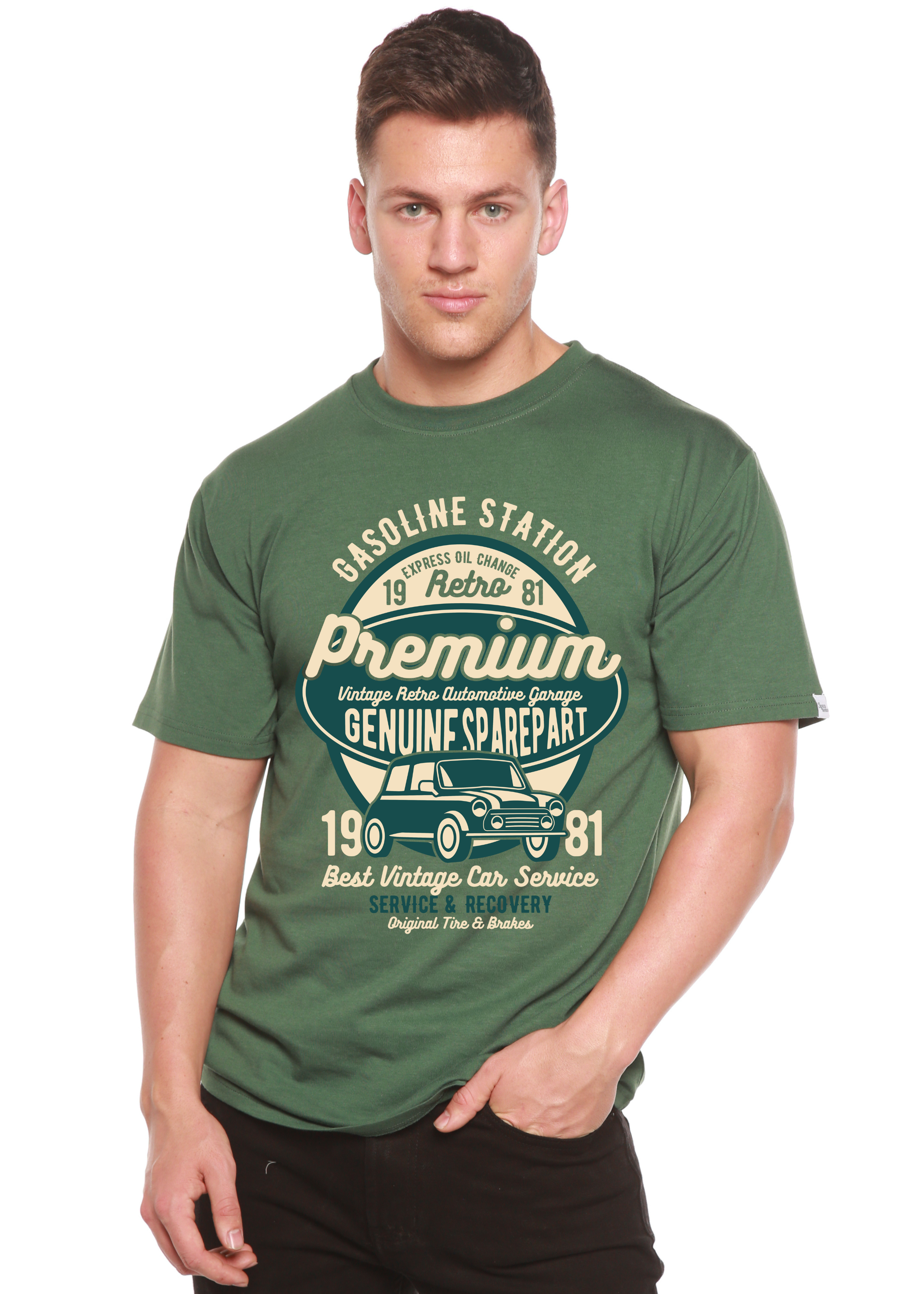 T-shirt graphique Premium Garage Spun Bamboo® à manches courtes en viscose de bambou/coton biologique pour homme