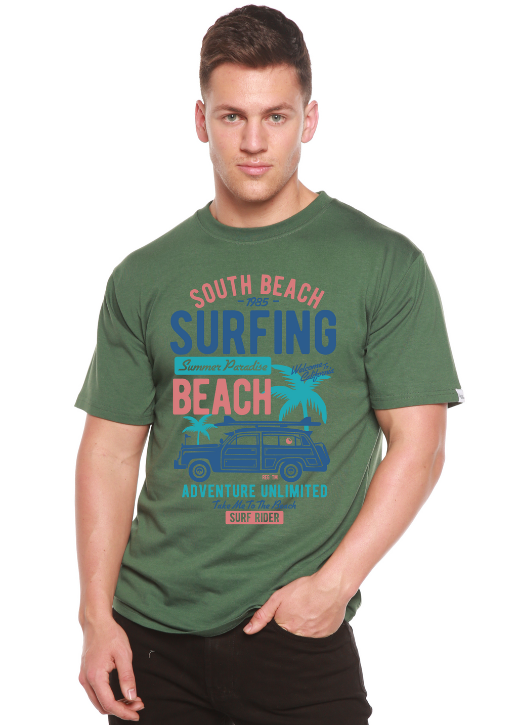 T-shirt graphique South Beach en bambou filé® pour homme en viscose de bambou/coton biologique à manches courtes