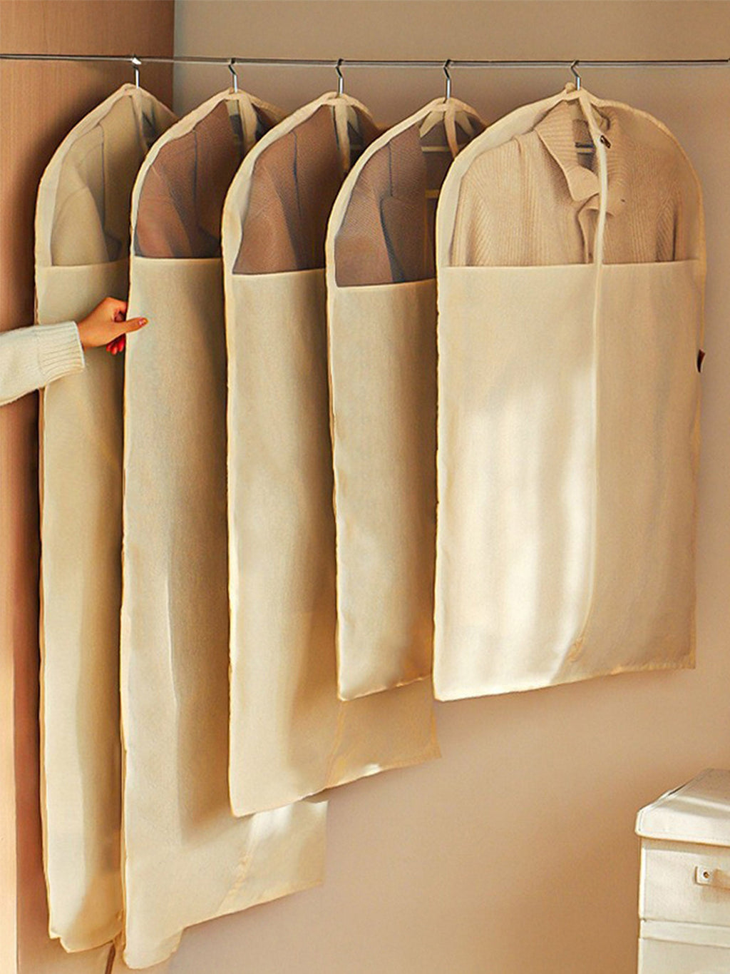 Sacs de rangement anti-poussière en lin et coton avec fenêtre transparente