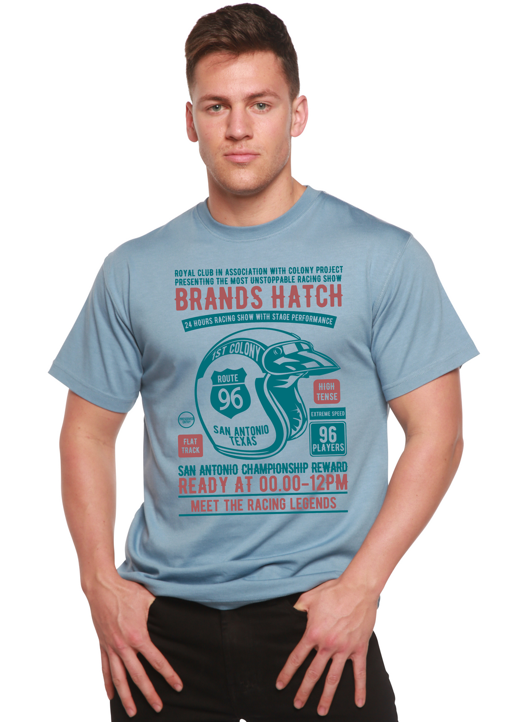 T-shirt graphique à manches courtes pour homme Brands Hatch en viscose de bambou/coton biologique