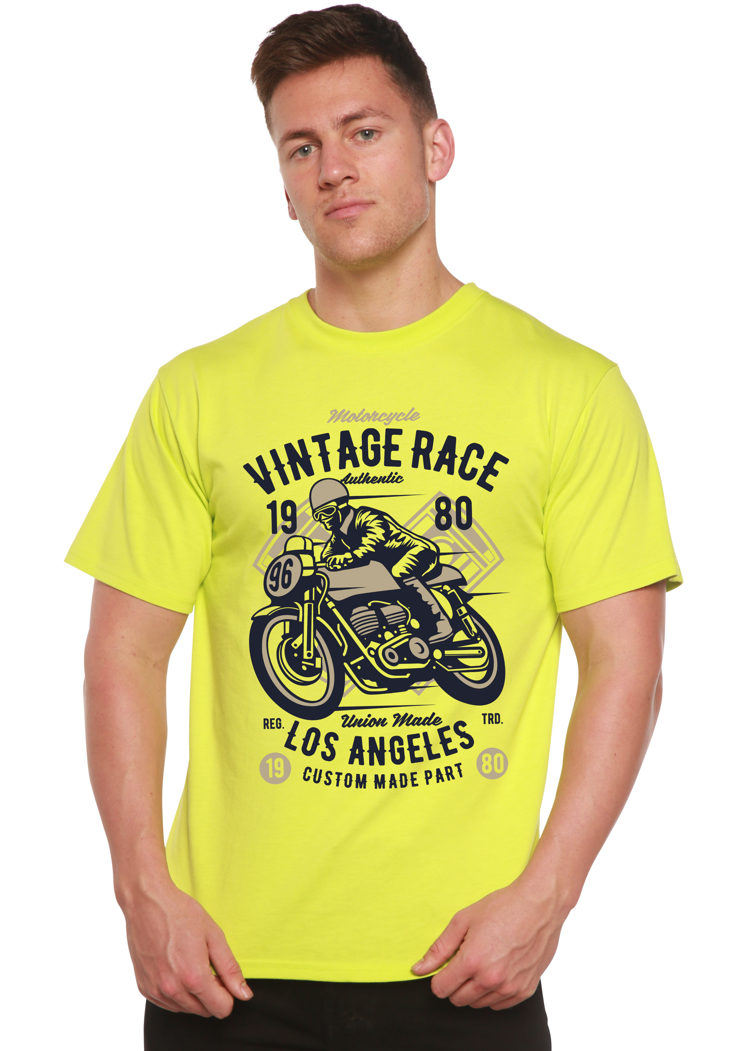 T-shirt graphique à manches courtes en bambou viscose/coton biologique Spun Bamboo® Vintage Race pour homme