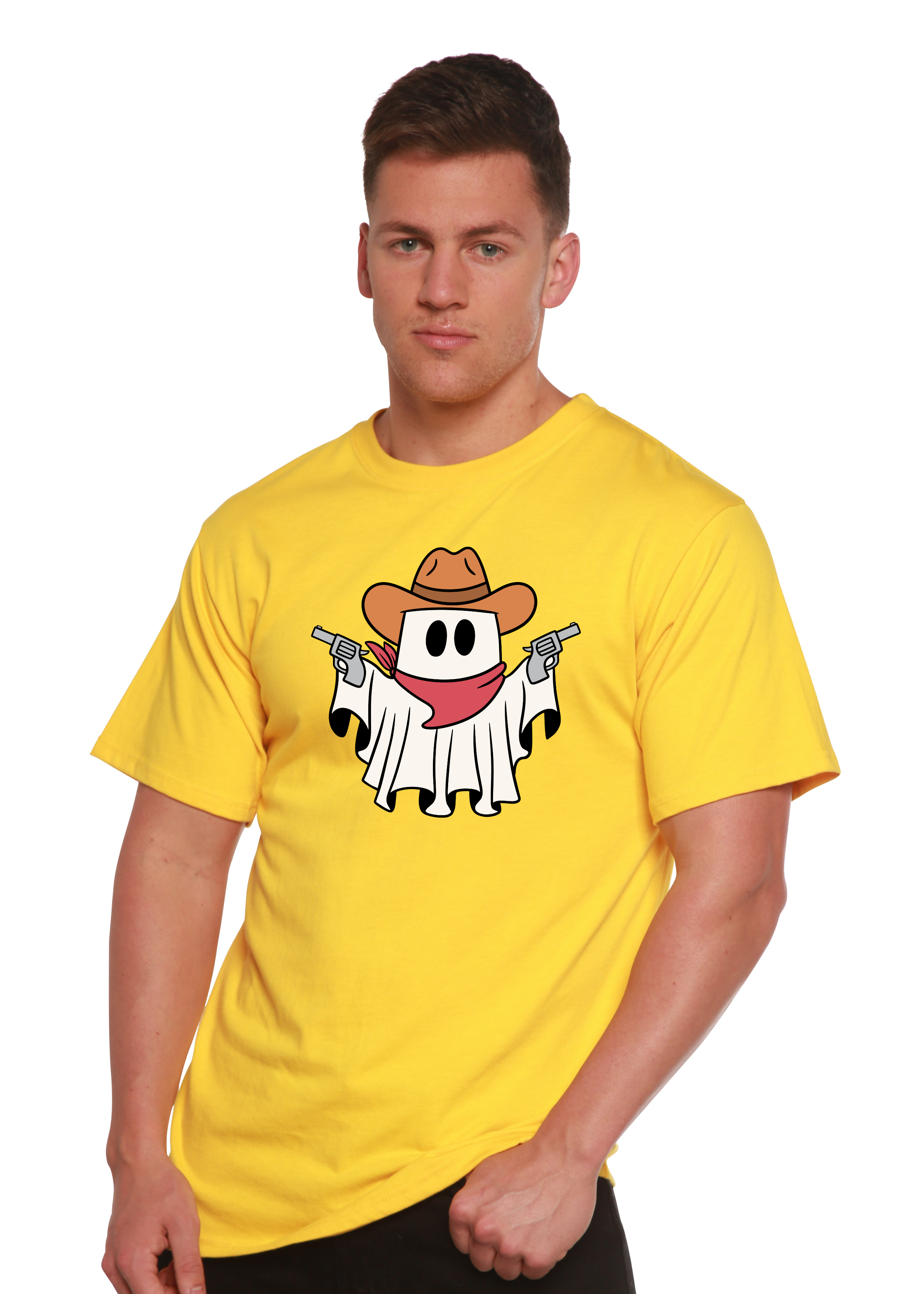 T-shirt graphique unisexe à manches courtes en viscose de bambou et coton biologique Cowboy Ghost