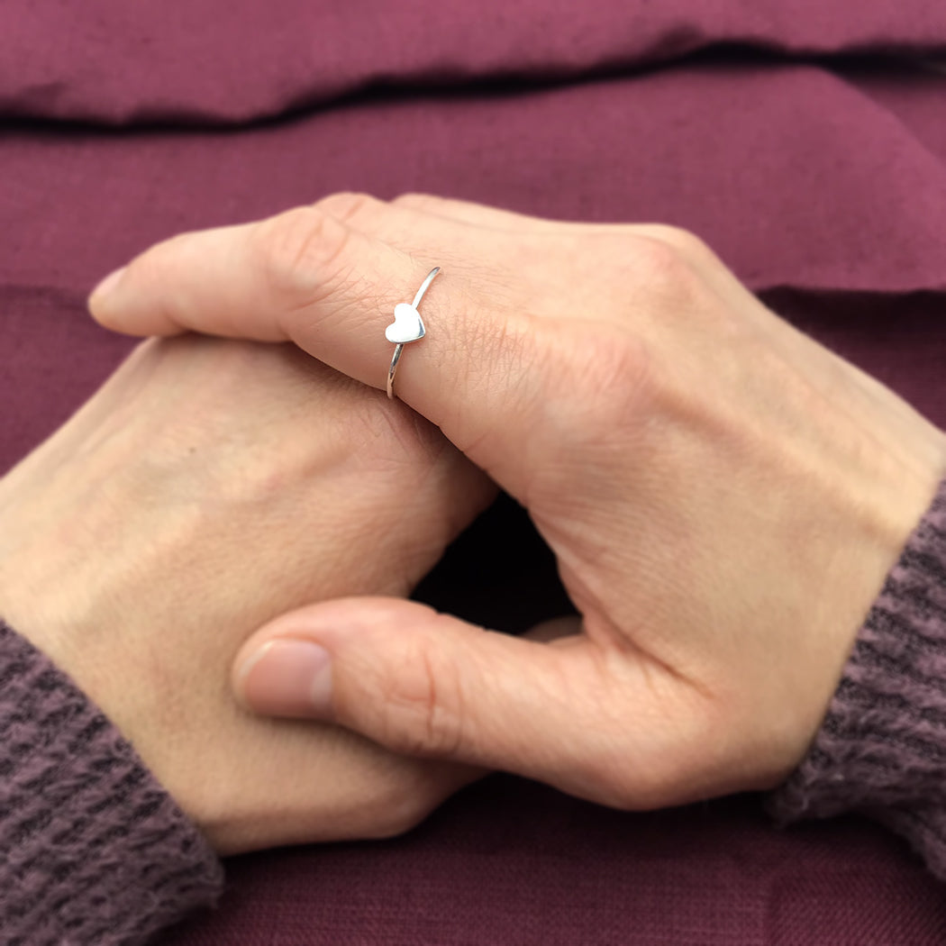 Tiny Sterling Silver Heart Ring – Size 7