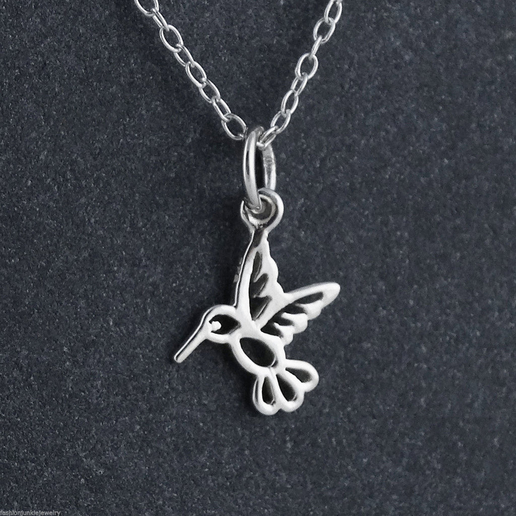 Tiny Hummingbird Necklace – 925 Sterling Silver Charm on 16" Chain