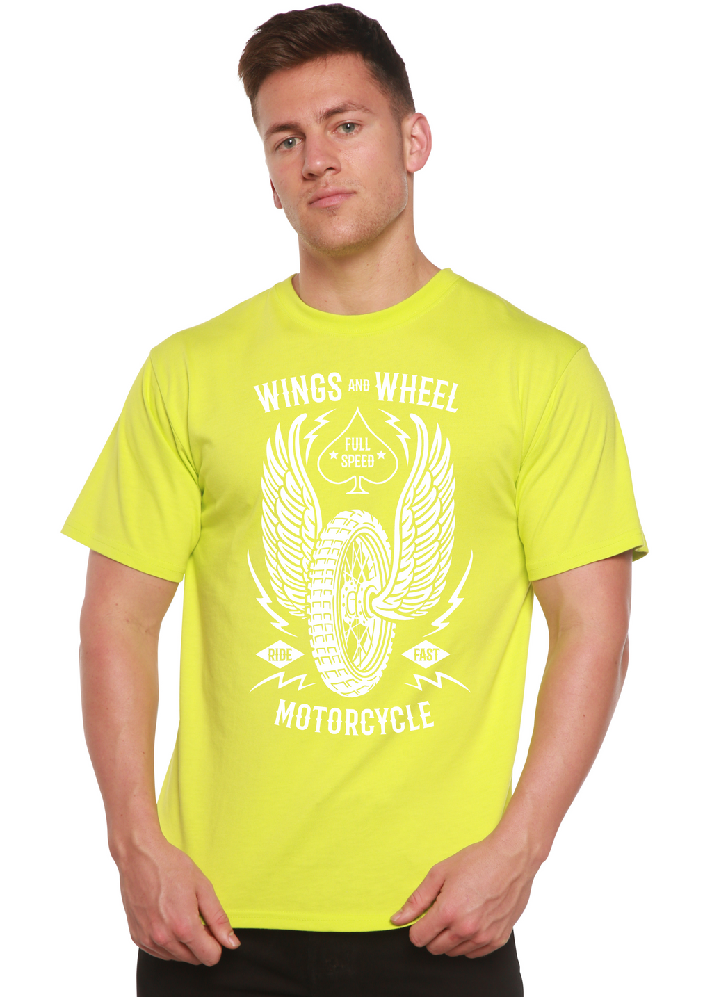 T-shirt à manches courtes en bambou/coton biologique à motif Wings And Wheel Spun Bamboo® pour homme
