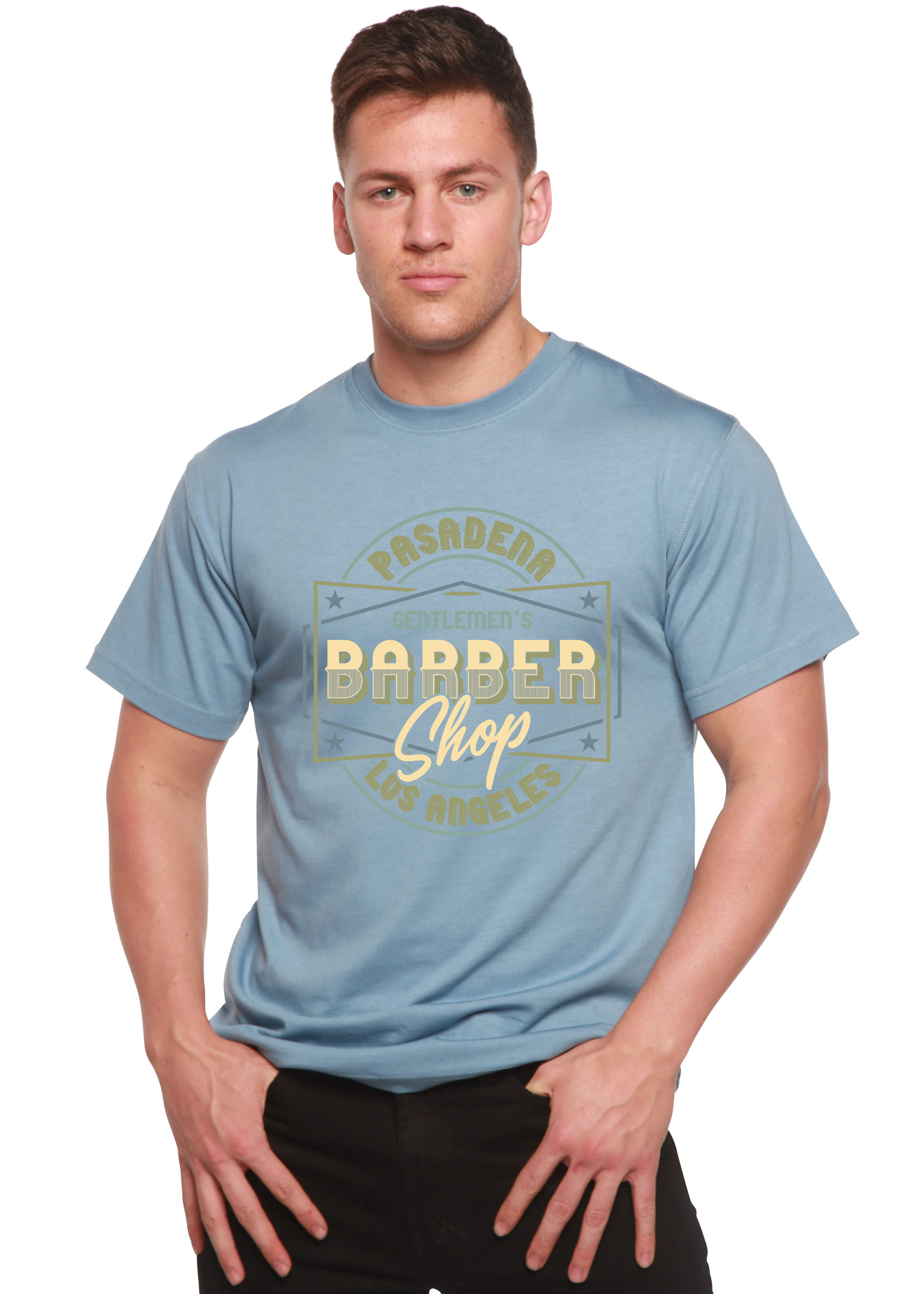 T-shirt graphique à manches courtes en bambou/viscose et coton biologique pour homme - Barbershop