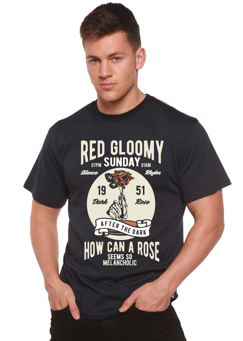 T-shirt à manches courtes Red Gloomy Spun Bamboo® en viscose de bambou et coton biologique pour homme