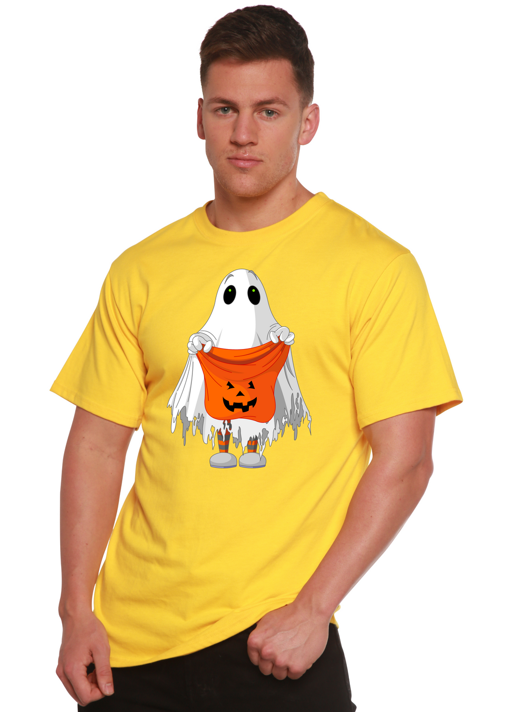 T-shirt graphique à manches courtes en bambou viscose/coton biologique motif Boo Halloween pour homme