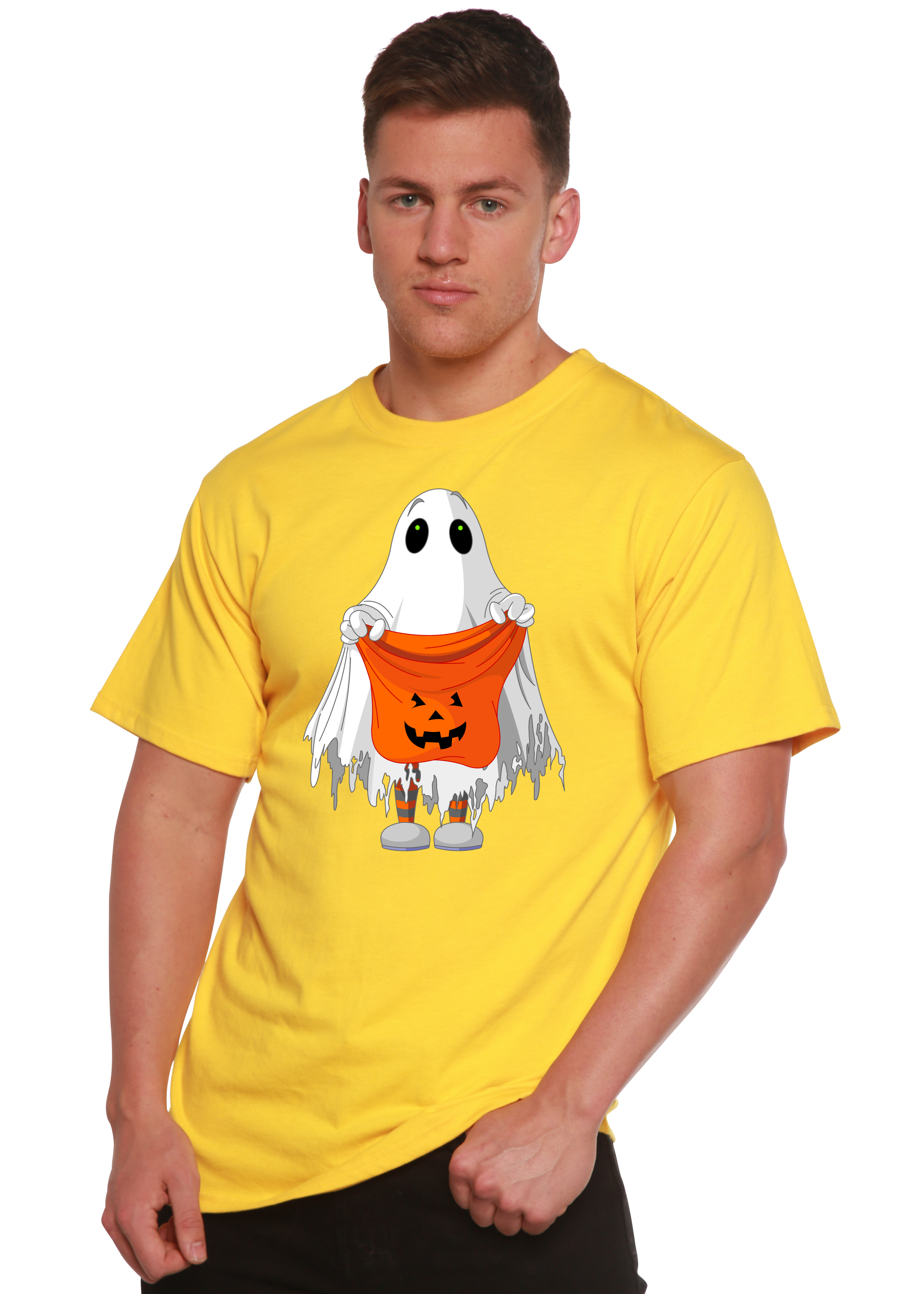 T-shirt graphique à manches courtes en bambou viscose/coton biologique motif Boo Halloween pour homme