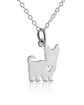 Yorkshire Terrier Necklace – Sterling Silver Dog Charm with Heart Cutout on 18" Chain
