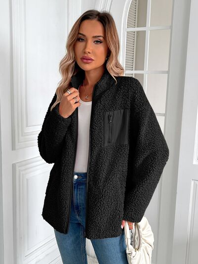 Veste d'hiver chaude zippée à manches longues, douillette et élégante, indispensable pour le froid, veste d'extérieur.
