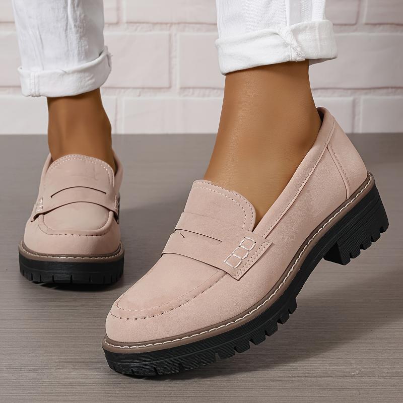 Mocassins Femme à Semelle Épaisse Couleur Unie | Ballerines Chunky Tendance