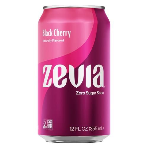 Zevia Boisson Gazeuse Zéro Sucre, Cerise Noire, Canettes de 355 ml (Paquet de 12)