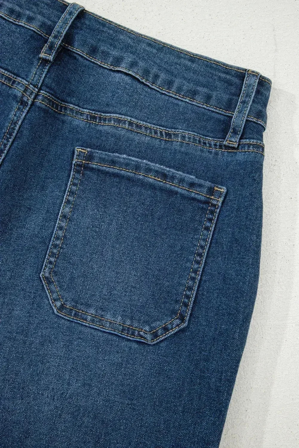 Jean court taille haute large Ashleigh Bleu