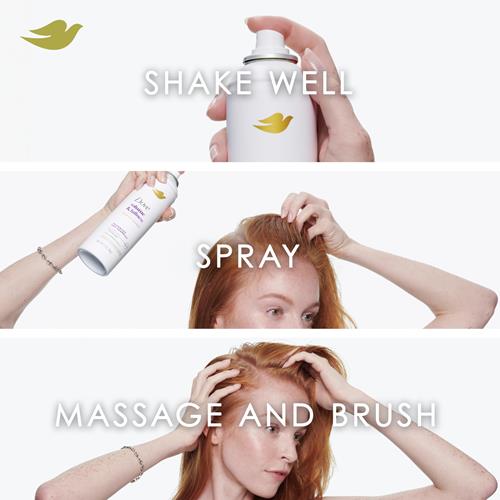 Dove Shampooing Sec Advanced Volume & Éclat Rafraîchit & Redonne du Corps aux Cheveux Plats Sans Eau Pour 2 Jours de Fraîcheur & de Volume 142g