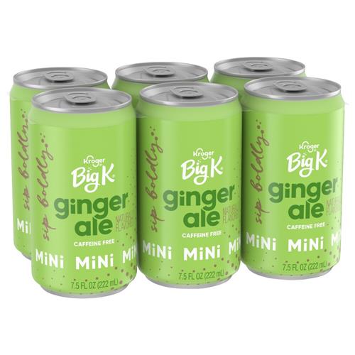 Boissons gazeuses miniatures Big K Ginger Ale sans caféine, paquet de 6 / 221 ml