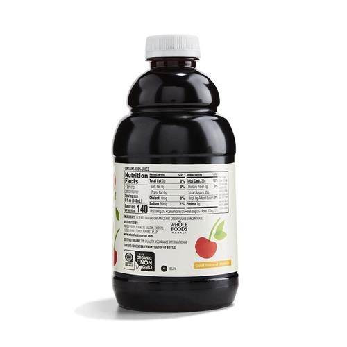 Jus de cerises acides biologiques Whole Foods Market, sans sucre ajouté, 946 ml
