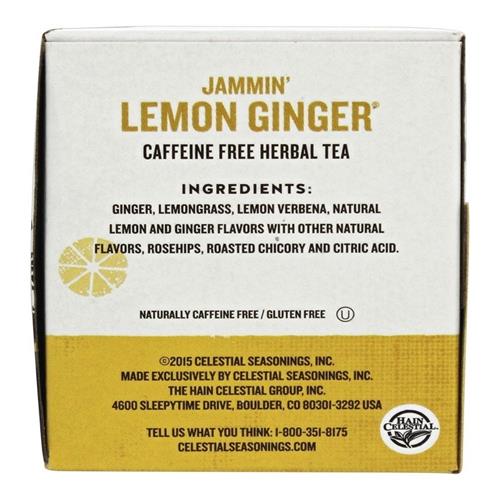 Tisane Celestial Seasonings, Jammin Lemon Ginger, boîte de 20 sachets