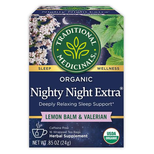 Traditional Medicinals Thé biologique Nuit tranquille Extra avec racine de valériane pour la relaxation, 16 sachets de thé (Paquet de 1)
