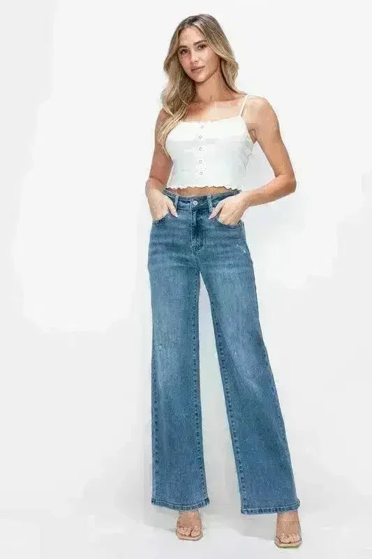 Jean bytos taille haute et coupe large avec poches