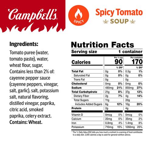 Soupe Tomate Épicée Campbell’s, Bol Micro-ondable 436 g