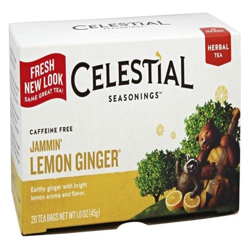 Tisane Celestial Seasonings, Jammin Lemon Ginger, boîte de 20 sachets