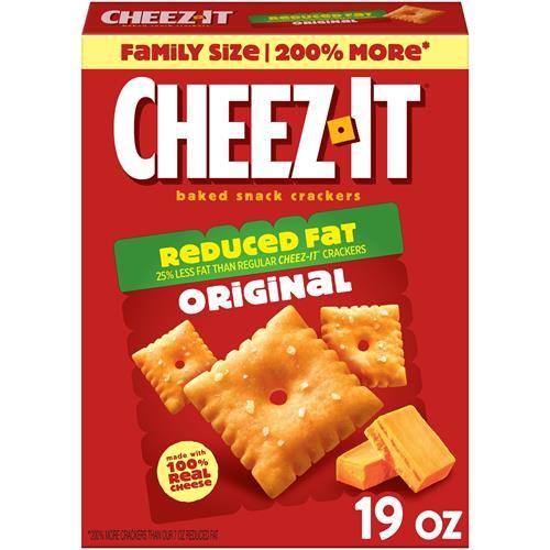 Craquelins au fromage Cheez-It, craquelins cuits au four, collations pour le déjeuner, format familial, Original allégé, boîte de 538 g (1 boîte)