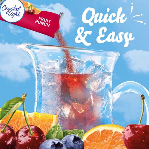 Crystal Light Boisson Préparée en Poudre, Punch aux Fruits sans Sucre, Faible en Calories, Paquet de 6 Sachets pour Pichet
