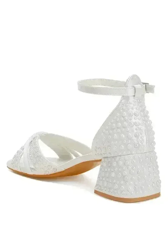 Sandales de mariée Pearl - Chaussures en satin à petit talon - Confort pour les fêtes de mariage
