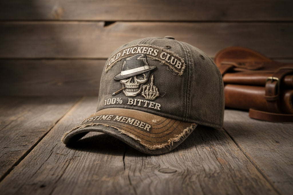 Casquette de baseball brodée à visière incurvée usée | Style logo rétro