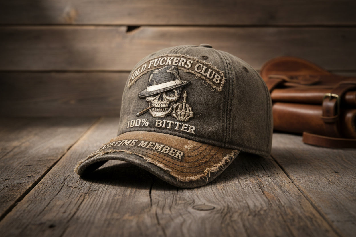 Casquette de baseball brodée à visière incurvée usée | Style logo rétro