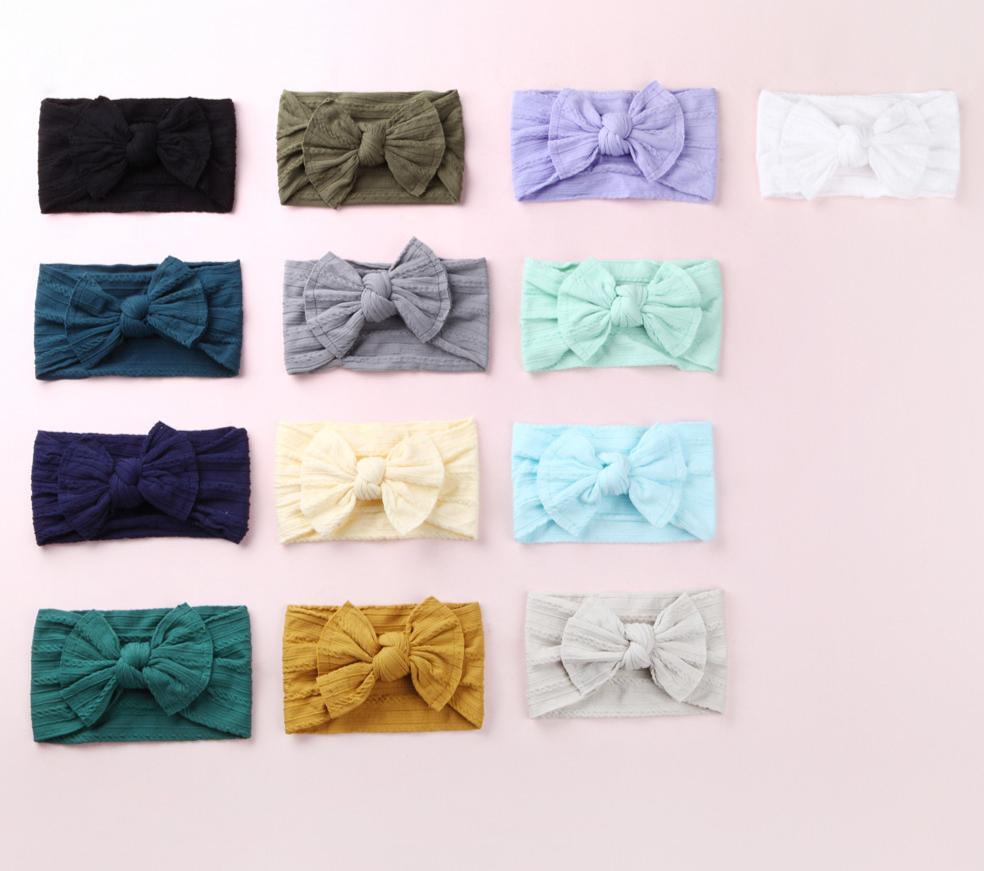 Serre-têtes en nylon tressé moderne avec nœud, unis, larges, en nylon, turban, bandeaux pour bébés filles