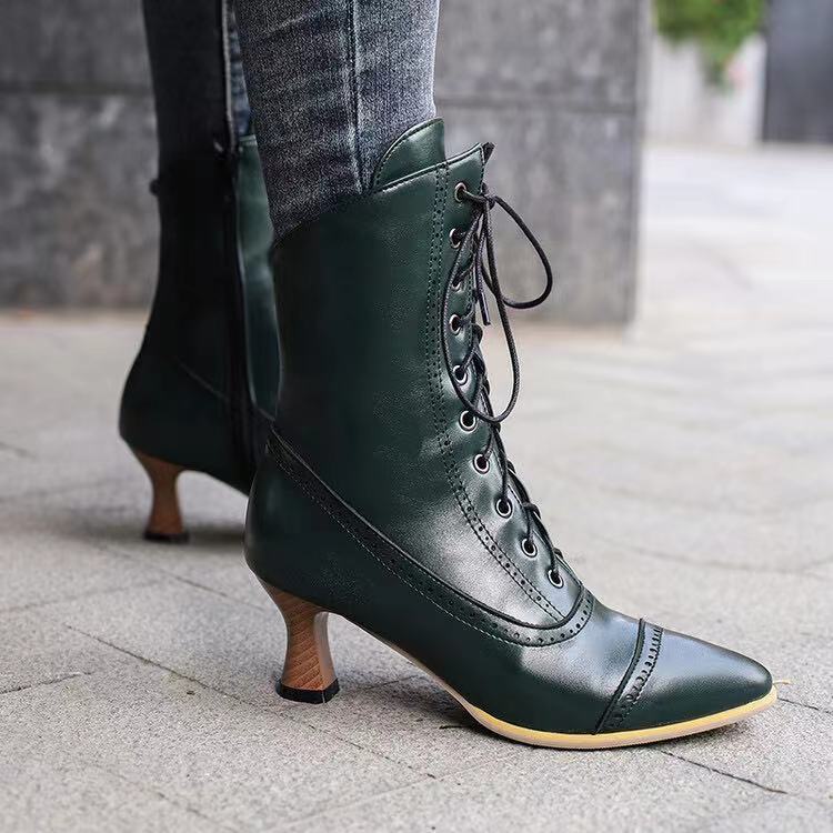 Bottes Martin à talons hauts pour femmes – Style britannique, mode motard