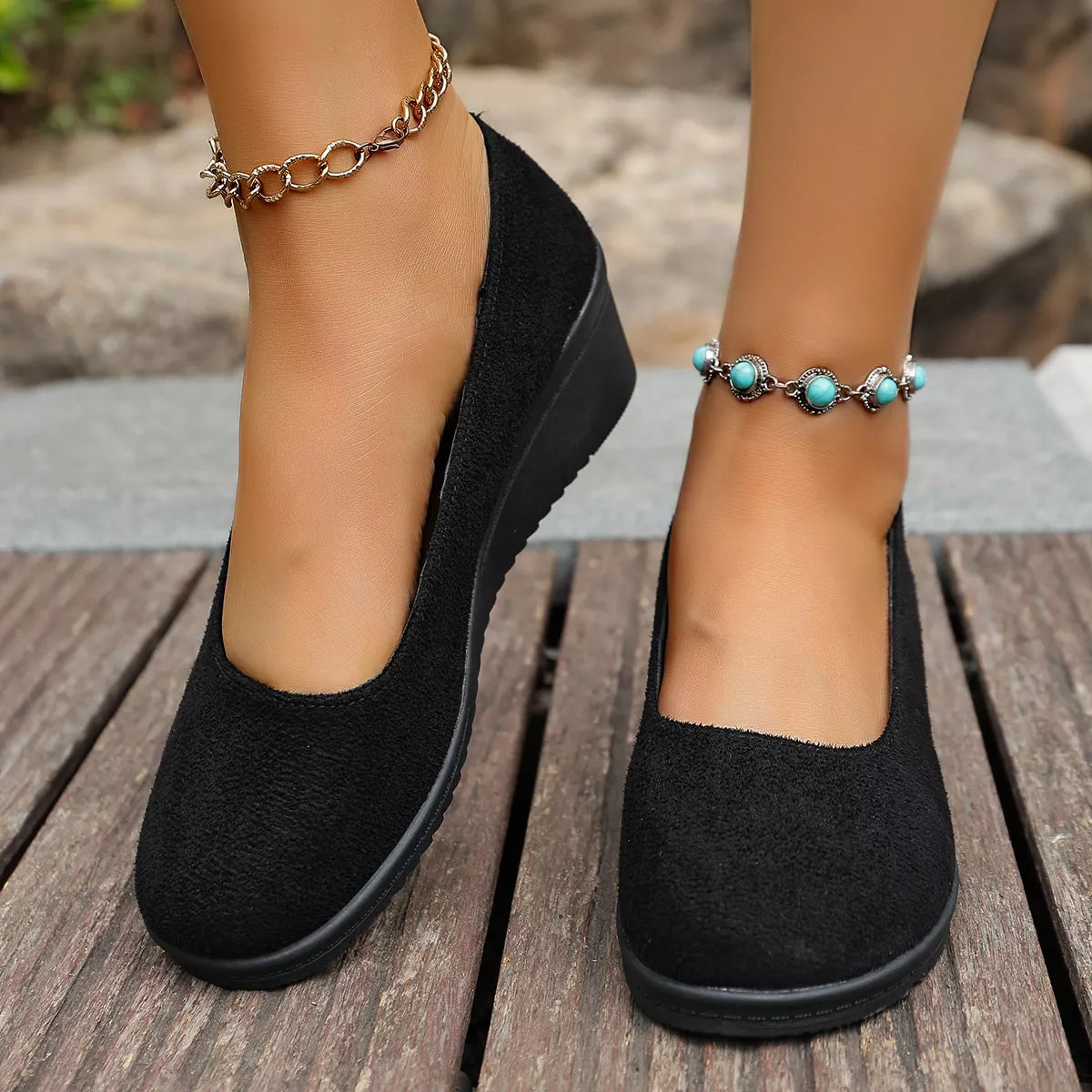 Mocassins compensés à enfiler