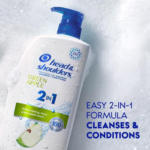 Head & Shoulders 2-en-1 Shampooing et Revitalisant antipelliculaire, Traitement antipelliculaire, Pomme verte pour usage quotidien, Sans parabènes, 800 g