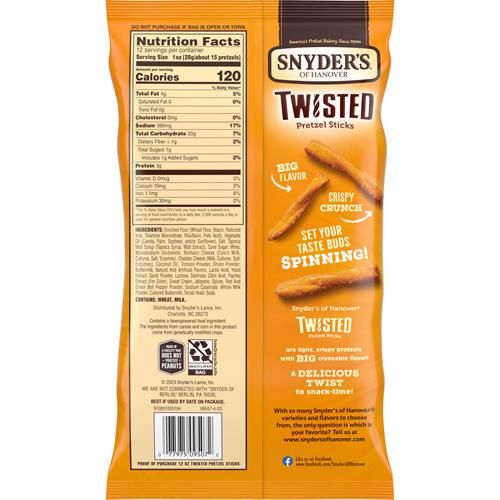 Snyders Of Hanover, Bretzels Torsadés Saveur Fromage Nacho, Sachet de 340 g