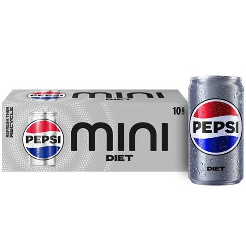 Boissons gazeuses Diet Pepsi, mini-canettes de 221 ml, paquet de 10