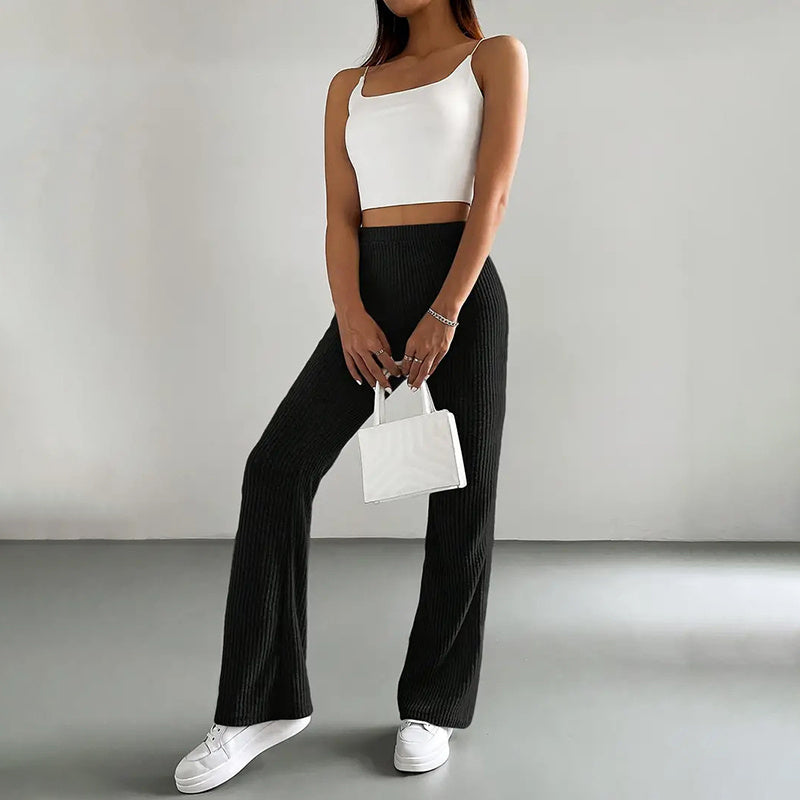 Pantalon de jogging côtelé et extensible pour femme