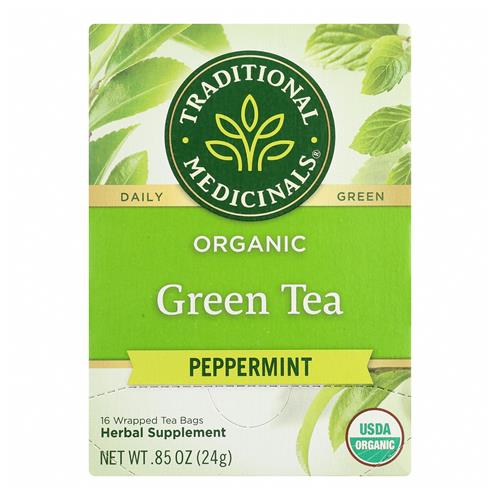 Traditional Medicinals, Thé vert menthe poivrée biologique, 16 sachets